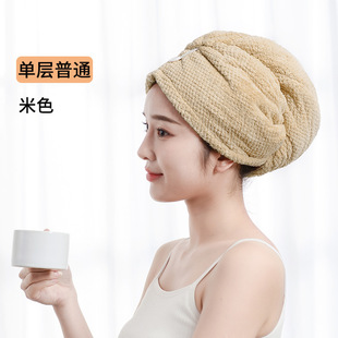 Double-layer Hair Drying Cap Strong Absorbent Thickened Quick-drying Coral Fleece Bag Hair Drying Towel Cute Cartoon Shower Cap