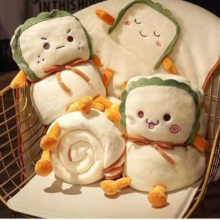 Pillow Quilt Dual-use Coral Fleece Small Blanket Men's and Women's Office Nap Air-conditioning Blanket Car Car Children's Summer