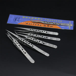 stainless steel tweezers fine tip black mobile phone repair industrial round hole tweezers handmade diy nail clip wholesale