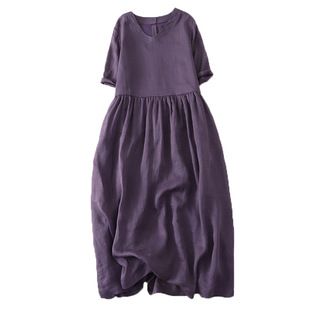 2025 Spring and Summer New Embroidered dress Women's Improved Cheongsam Summer Short-sleeved Artistic Retro Long Over the Knee
