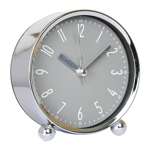 4.5 inch round electroplated alarm clock study desktop alarm clock pointer quartz clock bedside table clock silent metal alarm