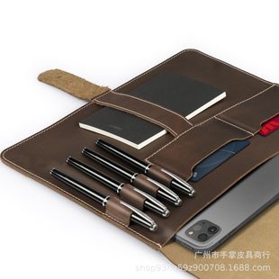 Crazy Horse leather multifunctional notebook European and American retro A5 tablet storage bag genuine leather folder cowhide notes