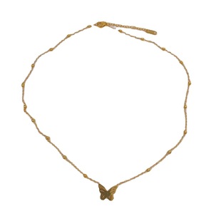 Cross-border necklace wholesale new titanium steel fashion simple beads butterfly necklace ins flush girls gift