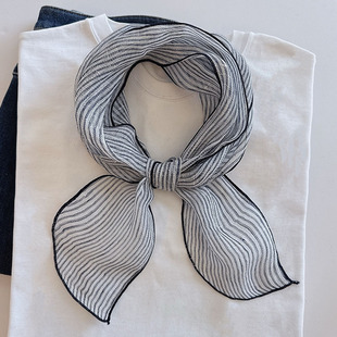 100% Pure Linen Narrow Long Scarf for Women Japanese Versatile Artistic Retro Ribbon French Accessory Small Neck Scarf