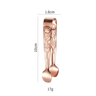 Cross-border Stainless Steel Rose Ice Clip Coffee Spoon Fork suit Vintage Pattern Dessert Spoon Sugar Clip Fruit Fork