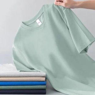 Factory in stock Short-sleeved T-shirt Men's and Women's Round Neck Loose plus size Solid Color 2025 New Fashion Summer T-shirt Half-sleeved