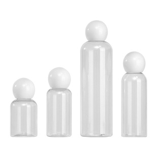 Xu Min in stock 50ml Round Shoulder pet Pure Dew Bottle White Spherical Cap Transparent Toner Cosmetic Bottles