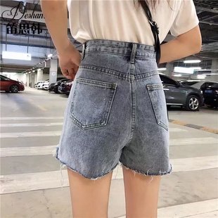 Shorts new wide-leg pants high waist women's Japanese jeans fashion Harajuku trendy lazy temperament spring and autumn artistic