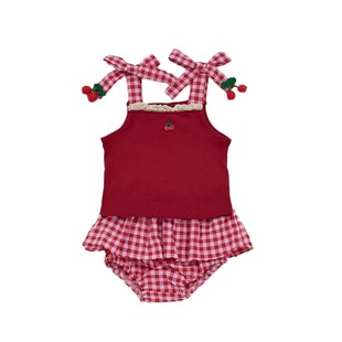 Baby's Outgoing Wear Summer Thin Sweet Sling Top Bag Fat Clothes Children's Cherry Plaid Briefs suit