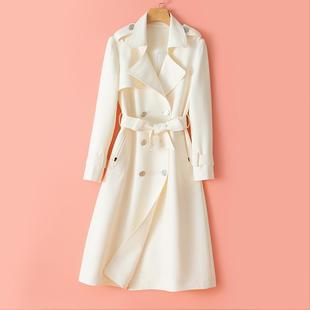 high quality Beige Coat Age-reducing Women's Mid-length 2025 New Style Draping Elegant Double-breasted Coat