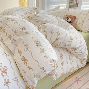 Pure Cotton Four-Piece Set, Pure Cotton Student Dormitory Three-Piece Set, Bed Bed Sheets Quilt Cover, Four-Season Bedding, Support Order Set