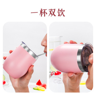 Amazon Exclusive Fashion Vacuum Egg Cup Creative Red Wine Cup Portable 304 Stainless Steel Thermos Cup Customization