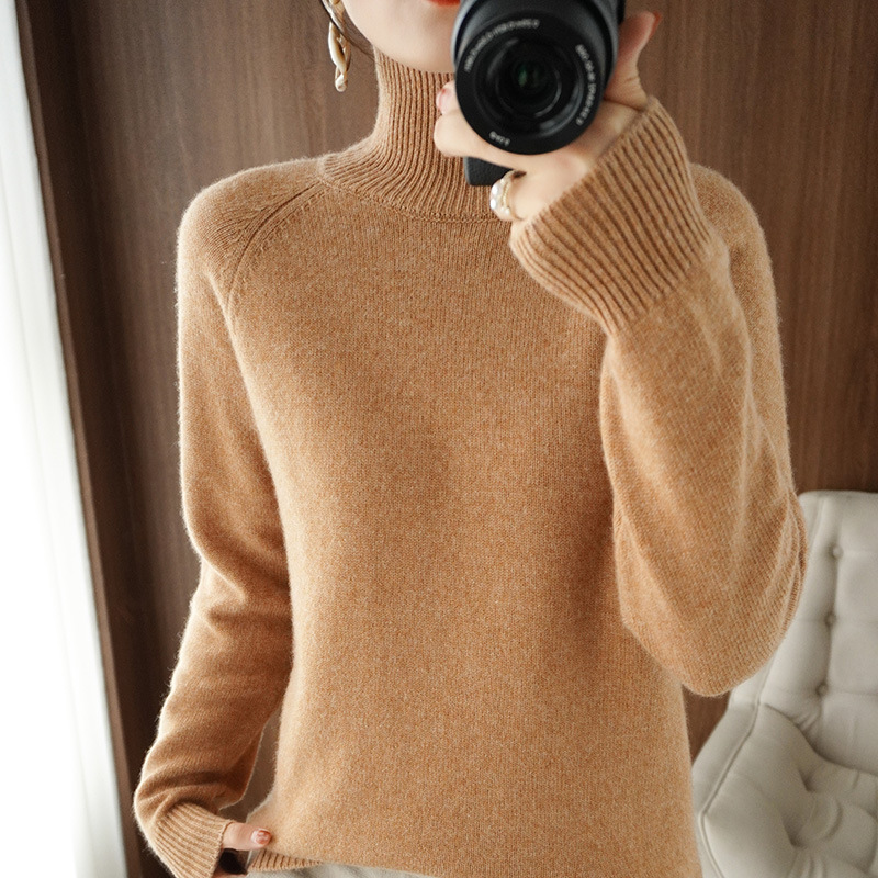 Sweater Women's Autumn and Winter Turtleneck Knitwear Cross-Border Knitwear Bottoming Top Women's Loose Large Size Knitted Bottoming Shirt