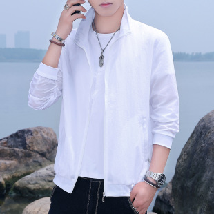 2024 Skin Clothing Sunscreen Clothing Men's Thin Sunscreen Clothing Men's Sunscreen Coat Solid Color Men's Vertical Collar Sunscreen Jacket