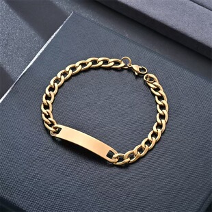 Cross-border hot-selling stainless steel gold bracelet manufacturers direct supply one-to-one couple bend brand fashion Cuban titanium steel bracelet
