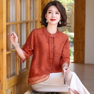 Mom Summer Костюм Новые иностранные рубашки среднего и старшего возраста с короткими рукавами