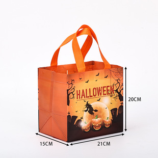 Halloween non-woven tote bag custom color candy pumpkin ghost festival printed logo advertising gift packaging bag
