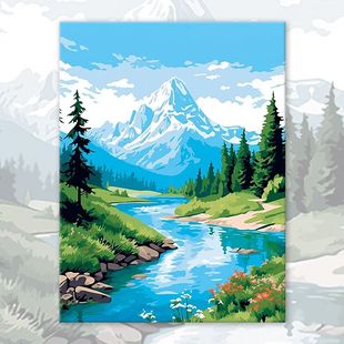 Landscape Natural Scenery DIY Digital Oil Painting Hand-painted Decompression Healing Filled Colored Acrylic Living Room
