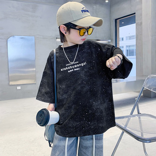 Boys' Trendy Brand Short-sleeved T-shirt Summer 2025 New Arrival Zhongda Children's Summer Half-sleeved T-shirt Pure Cotton Handsome Fried Street
