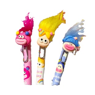 Ins High Color Value Cartoon Fried Hair Cute Big Mouth Doll Press Gel Pen Student Durable Good Writing Black Pen