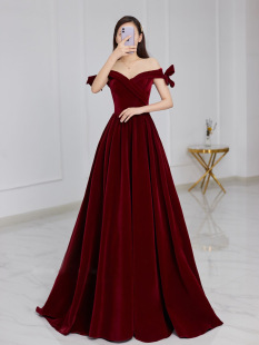 Foreign trade sources at large Princess wine red Bride wedding toast banquet performance wedding dress wholesale