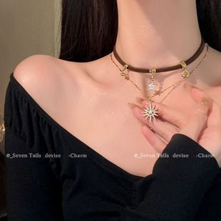Maillard Sun Star Eight Mans Star Necklace Women's Retro Sweet Cool Spice Girl Personality Niche High-grade Choker Accessories