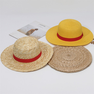 One Piece Luffy Same Style Straw Hat COSPALY Cartoon Dress-up Straw Wiped Father-in-child Hat Sunshade Hat Performance Hat