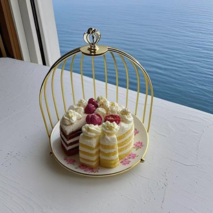 Creative Birdcage Double-layer Display Stand Three-layer Fruit Plate Iron Dessert Cake Ornaments Afternoon Tea Break Dessert Iron Stand