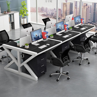 Staff Desk Staff Computer Tables and Chairs Simple Current Public Furniture 2/6 4-Person Screen Combination Workplace Wholesale