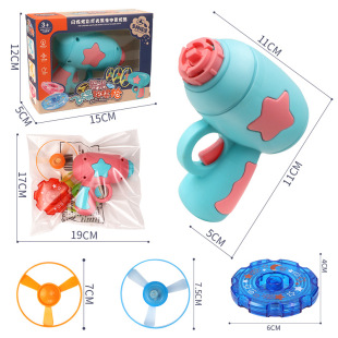 Children's Bamboo Dragonfly Toy Rotating Top Luminous Ejection Frisbee Gun Aircraft Plastic Flying Fairy Stall Toy