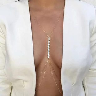 European and American fashion diamond chest chain Bohemian style multi-layer rhinestone body chain cross-border jewelry body chain