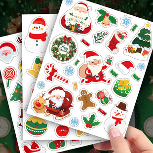 Christmas stickers cute cartoon Santa Claus elk snowflake hand account small stickers Christmas packaging sealing stickers