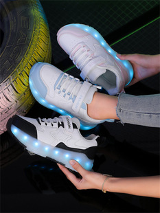 Direct Explosions Cross-border Proligate Walking Shoes Four-wheel Roller Shoes for Boys and Children Shoes with Wheels for Girls Explosive Walking Shoes