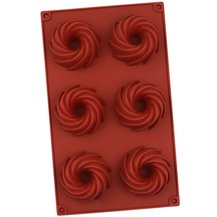 Spot wholesale 6 even Whirlpool Hough donut whirlwind cake mold food grade silicone cookie cookie mold