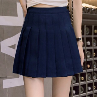 Spring Summer Autumn Pleated Skirt Skirt New Retro Student Skirt Korean High Waist Black Skirt A- Shaped Skirt