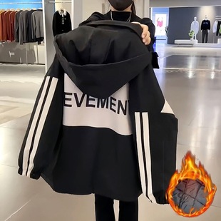 [49000 people's collection] autumn and winter plus cotton explosions trend fashion assault clothing foreign style 2024 new hooded width