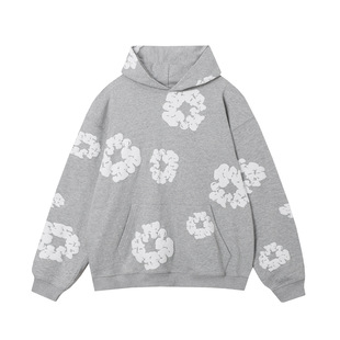 European and American Fashion Brand Kapok Fashionable Sweater Loose All-match Hip-hop Foaming Flower Hoodie Autumn and Winter suit Sweater