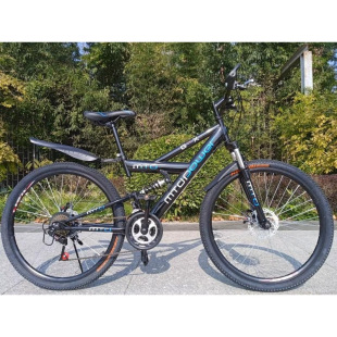 Double Shock Absorption Mountain Bike Double Disc Brake with Rear Seat Light Mountain Bike Variable Speed Men's and Women's Bicycle Student Off-Road Racing