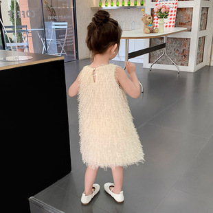 Girls Summer Dress dress 2025 New Children's Vest Dress Baby Princess Dress Cyber Celebrity Children's Tassel Dress