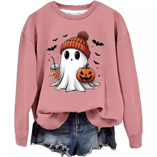 2024 Europe and the United States cross-border foreign trade women's vests 3D digital Halloween series printing round neck vests manufacturers selling