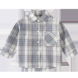 Coolwa Mi 2025 Kidsren's Long-Sleeved Plaid Shirt Baby Boy Spring & Fall Korean Style Jacket Boy Shirt Baby Top