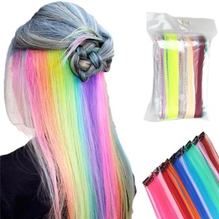 Hanging Ear Dye Wig Hair Extension Women's Long Hair One Card Color Invisible Straight Hair Curly Hair Extension 25 Color Optional