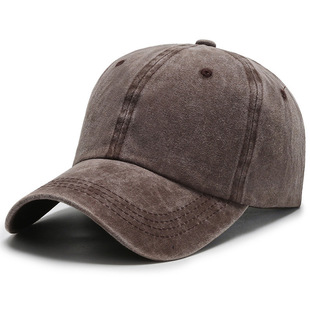 Washed Denim baseball cap for women spring and summer new wide brim gray peaked cap retro distressed big head circumference hat for men
