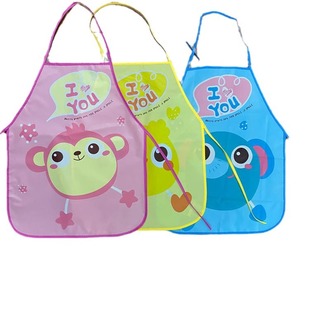 Yiwu Kidsren's Apron Painting Apron Cartoon Kids Painting Clothes Waterproof and Oil Proof Wholesale Spot