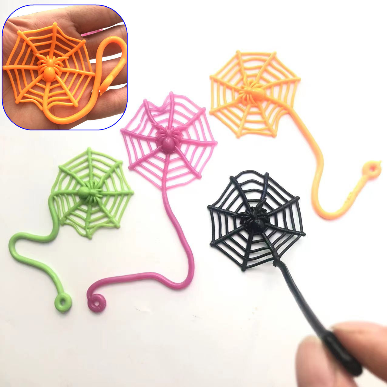 TPR adhesive soft tape rope spider web Halloween prank accessory novelty small gift giveaway toy