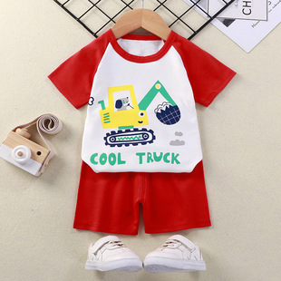 Summer children's short sleeve shorts set cotton T-shirt boys and girls baby children's clothing new 2022 manufacturers wholesale