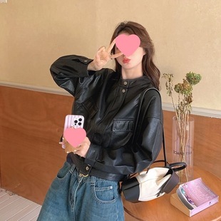 High-end Sense Leather Jacket Women's Short 2025 Spring New All-match Fashionable Loose Western Style Motorcycle Leather Jacket