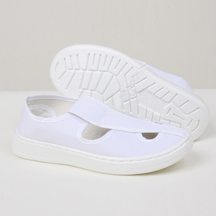 Anti-static SPU four-hole shoes soft-soled non-slip wear-resistant breathable clean shoes electronic workshop towel work small white shoes