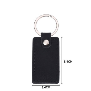 Cross-border blank key chain leather round diy print key chain laser pu leather double-sided key chain pendant
