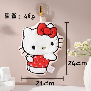 KT Cat Hand Towel Cartoon Cute Double Layer Thickened Sanrio Absorbent Soft Coral Fleece Children's Hand Wash Small Square Towel